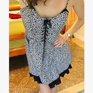 Betsey Johnson Black Corset Eyelet Dress